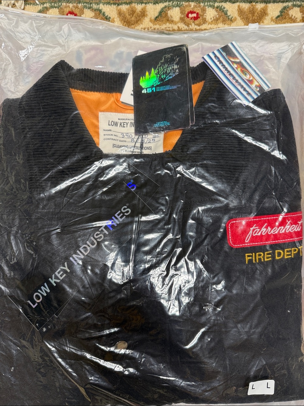Fahrenheit 451 Men’s Black Book Burner’s Bomber Jacket with Orange Lining